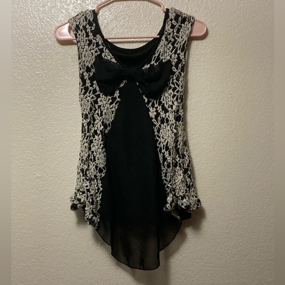 julie's closet Tops - Julie's Closet Black and Cream Lace Blouse